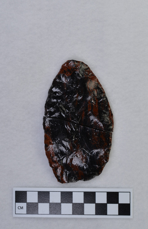 Two fragments of a biface photographed together