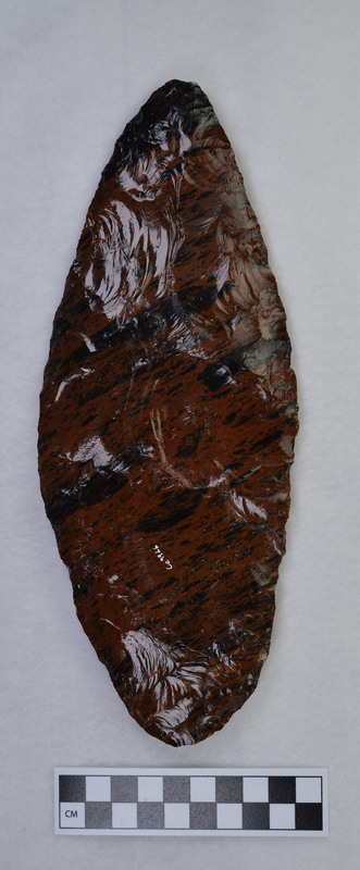 A large biface made by Francois Bordes while visiting Donald E. Crabtree in Kimberly, Idaho.