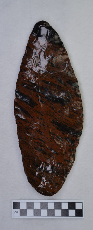 A large biface made by Francois Bordes while visiting Donald E. Crabtree in Kimberly, Idaho.