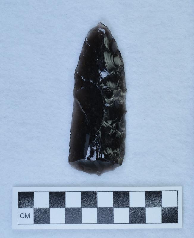 Made on blade, Replica of adze that were made in Belize. Orange peel flake removed from proximal end. (GT)