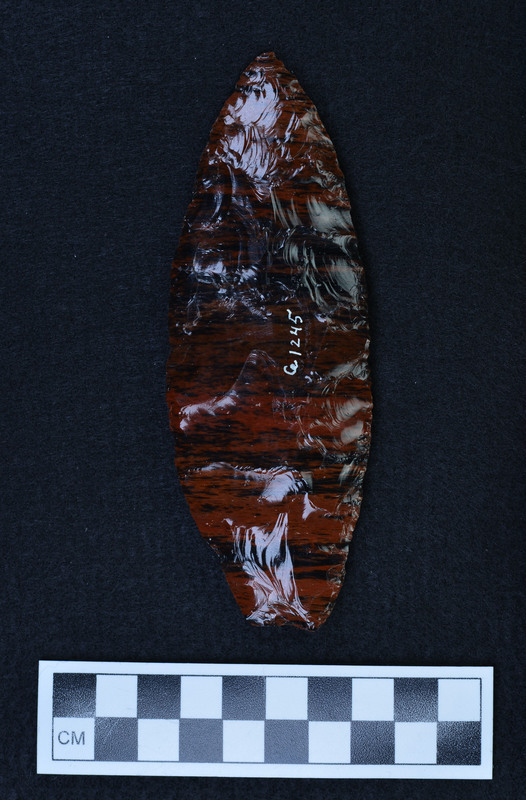 Parallel diagonal flaked one face, Percussion flaked other face. (JW)