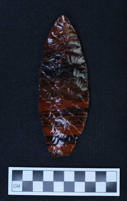 Parallel diagonal flaked one face, Percussion flaked other face. (JW)