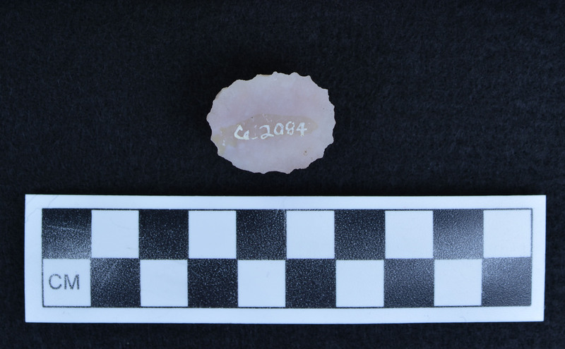 Pressure flaked, heat treated with a prepared platform