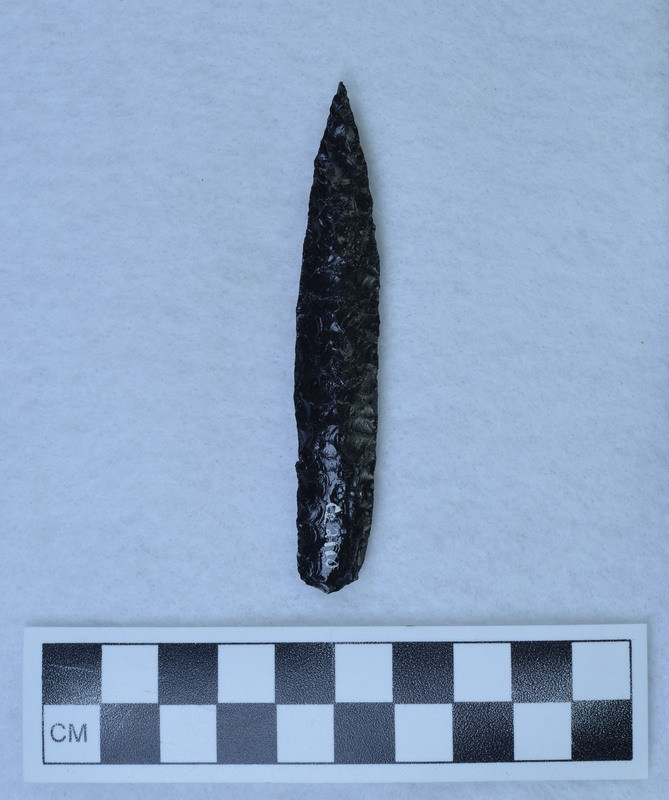 Similar to Eden style flaking, Collaterally flaked to midsection to form dorsal ridge. (GT)