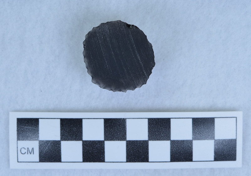 Discoidal, from cut slab "Very nice parallel flaking. (GT) Looks like a microblade core to me. (MAP)"