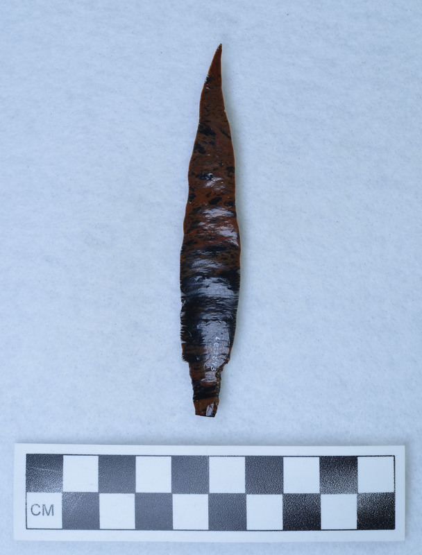 Unretouched percussion blade, stemmed for hafting