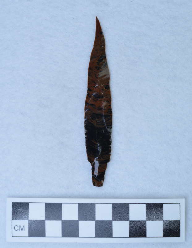 Unretouched percussion blade, stemmed for hafting