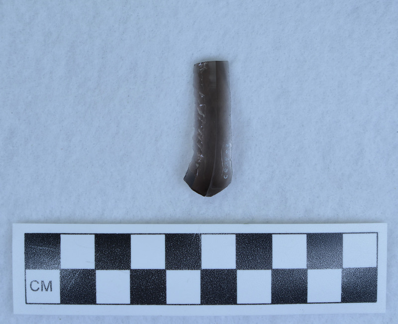 Pressure flaking on margin of prismatic blade