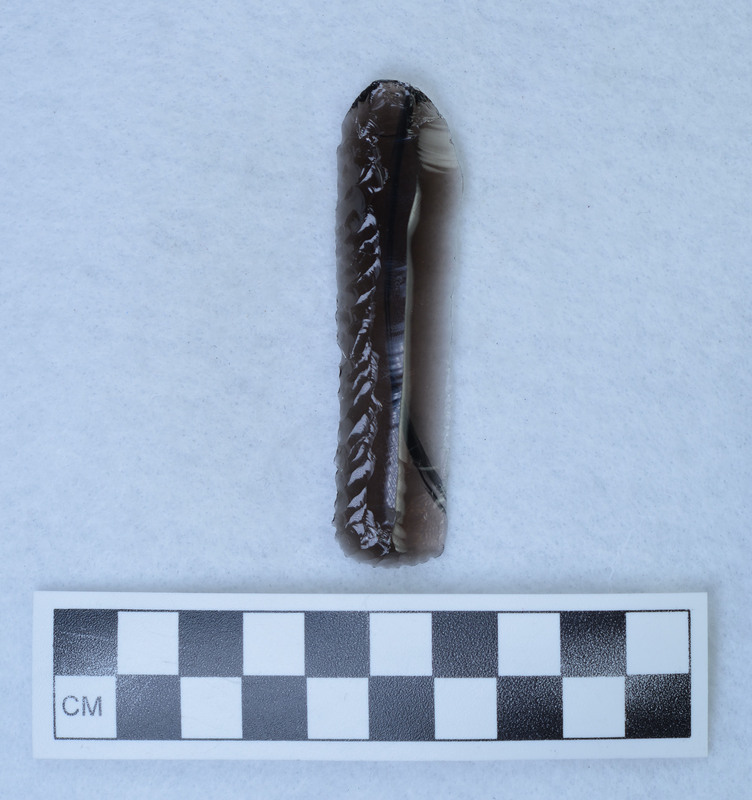 Pressure, flaked one edge and distal end