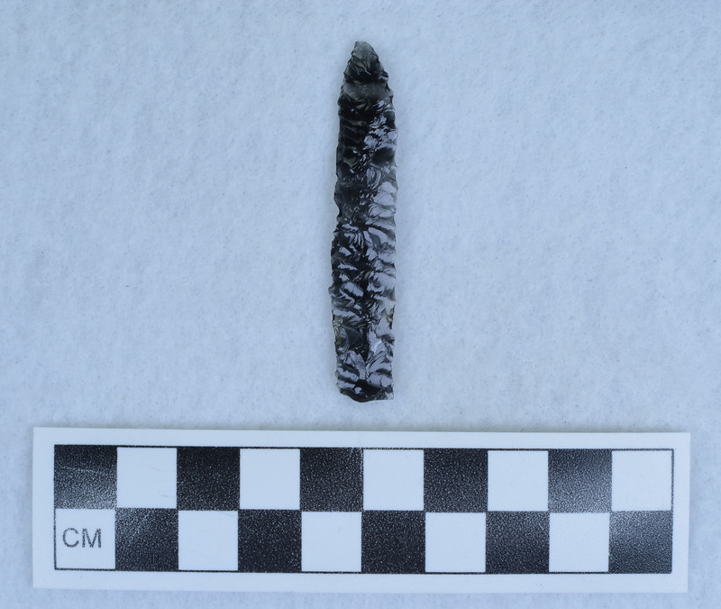 Parallel diagonal flaking done on a pressure flake