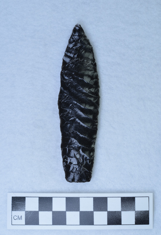 Parallel diagonal flaking, lanceolate stye, basal margins ground