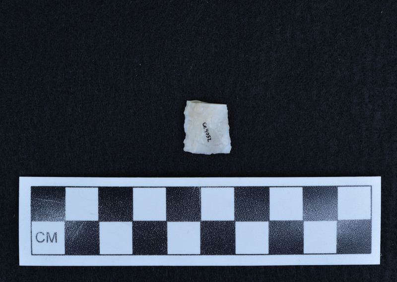 Broken, parallel diagonal flaking, Post-manufacture break, both halves labelled.