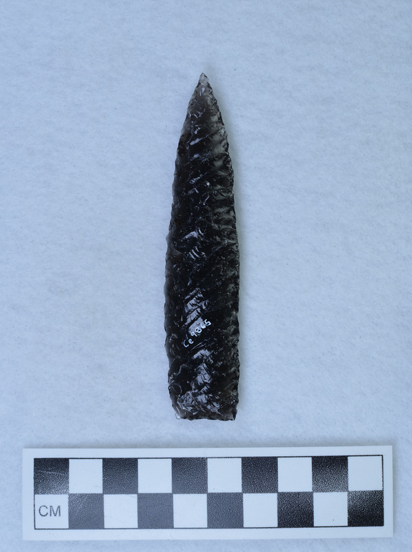 One side is pressure flaked in the Titmus style, The other side is pressure flaked in the palm holding technique. (JW)