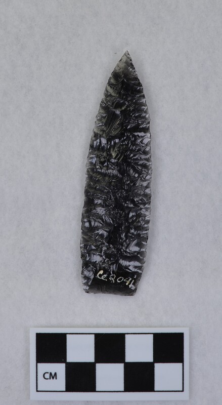 Collateral flaking, signed by Crabtree, lanceolate style, base thinned