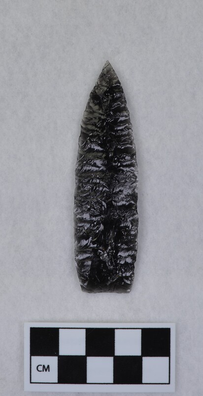 Collateral flaking, signed by Crabtree, lanceolate style, base thinned