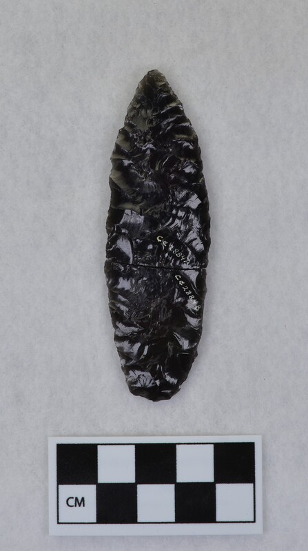 Diagonal flaking, broken. Ce.2884A - distal end, Ce.2884B proximal end.