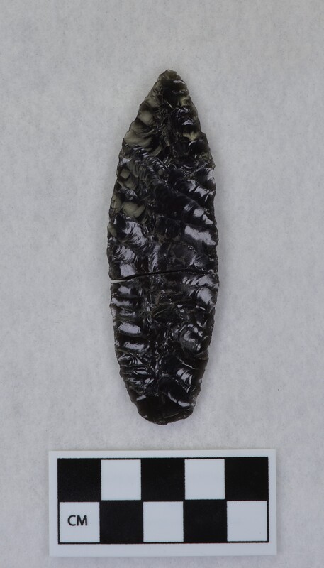 Diagonal flaking, broken. Ce.2884A - distal end, Ce.2884B proximal end.