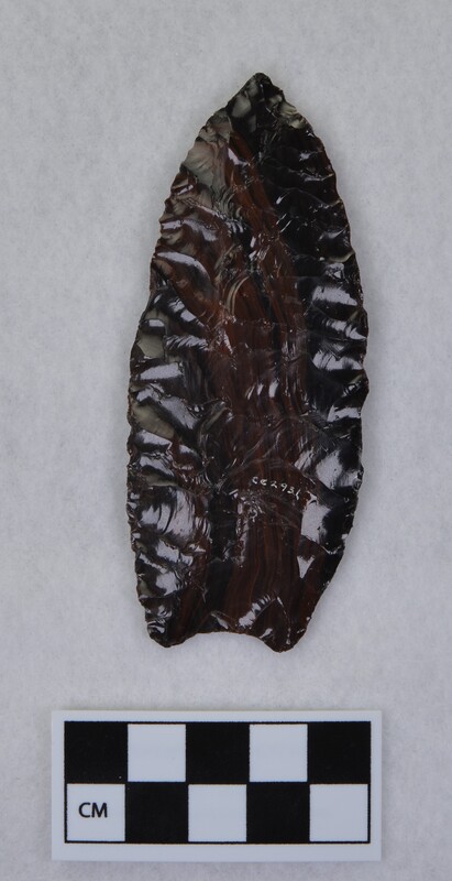 Large broad parallel flaking, concave base