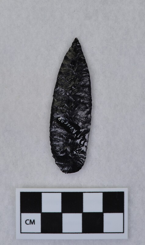 Very delicate flaking on one face. Ignimbrite or vitrophyre. (JW)