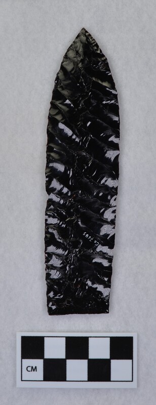 Lanceolate style, ground basal margins and basal thinning