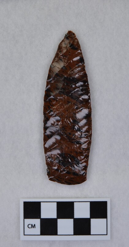 Titmus technique one face, Crabtree other, lanceolate style, ground and thinned basal margins