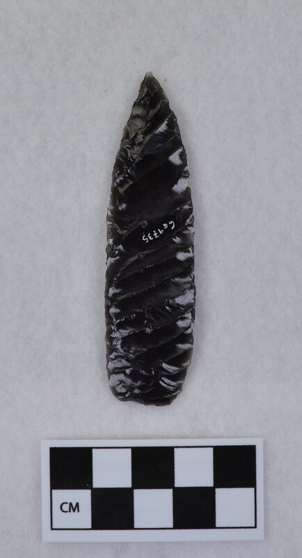 Titmus flaking, lanceolate style point, ground and thinned basal margins