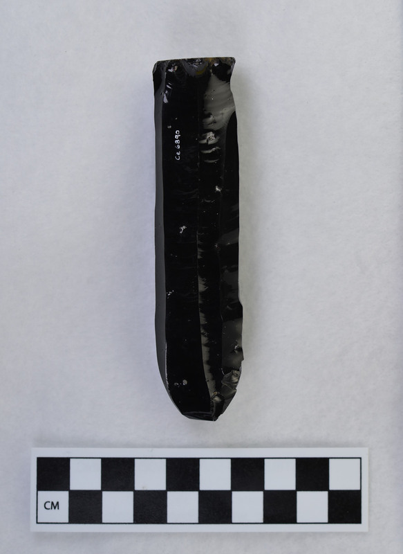 Polyhedral, Mesoamerican. Started from sawed core. Platform is sawed surface. (GT)