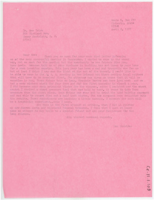Letter from Donald Crabtree to Are Tsirk