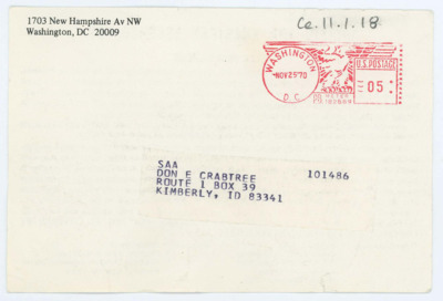 Letter from the Society of American Archaeology