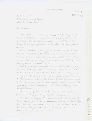 Letter from Bradley Thompson to Donald Crabtree