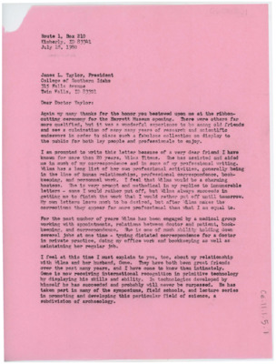 Letter from Donald Crabtree to James Taylor