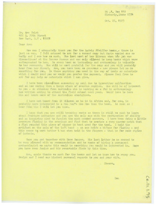 Letter from Donald Crabtree to Are Tsirk