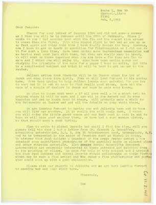 Letter from Donald Crabtree to Jacques Tixier