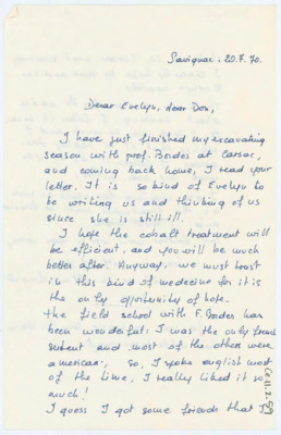 Letter from Dominique Tixier to Donald and Evelyn Crabtree