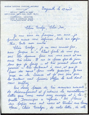 Letter from Juliette Tixier to Donald and Evelyn Crabtree