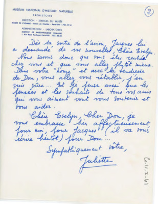 Letter from Juliette Tixier to Donald and Evelyn Crabtree