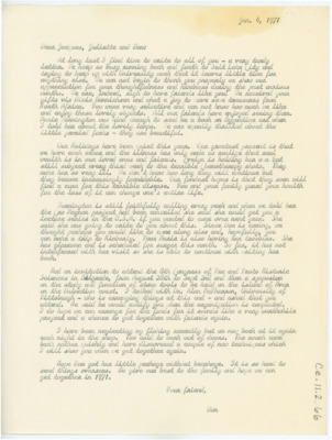 Letter to the Tixier family from Donald Crabtree