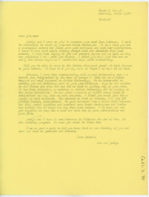 Letter from Donald and Evelyn Crabtree to Jacques Tixier