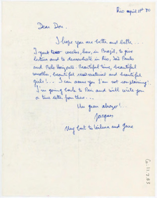 Letter from Jacques Tixier to Donald Crabtree