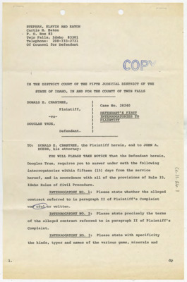 Letter from Curtis H. Eaton