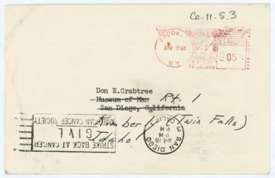Envelope addressed to Donald Crabtree.
