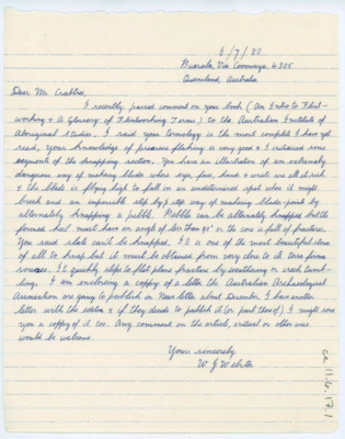 Letter from W. J. Webster to Donald Crabtree