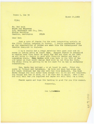 Letter from Donald Crabtree to Ted Weld