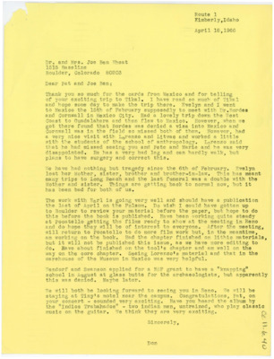 Letter from Donald Crabtree from Pat and Joe Ben Wheat