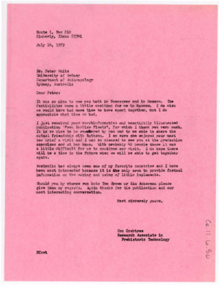 Letter to Peter White from Donald Crabtree