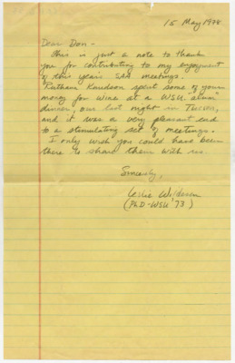 Letter from Leslie Wildesen to Donald Crabtree