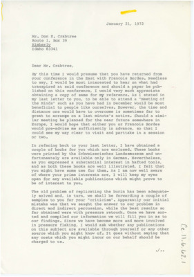 Letter from George F. Wili to Donald Crabtree