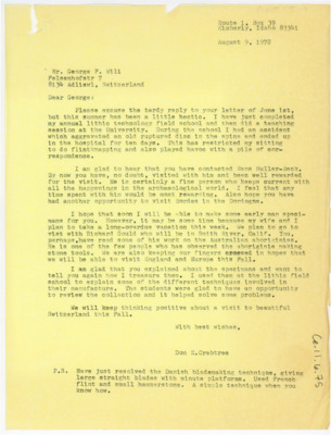 Letter from Donald Crabtree to George F. Wili