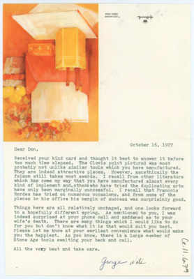 Card from George Wili to Donald Crabtree