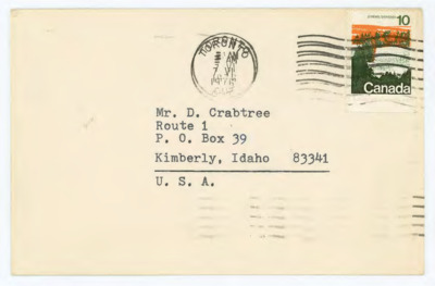 Postcard from Mr. and Mrs. George Wili to Donald Crabtree